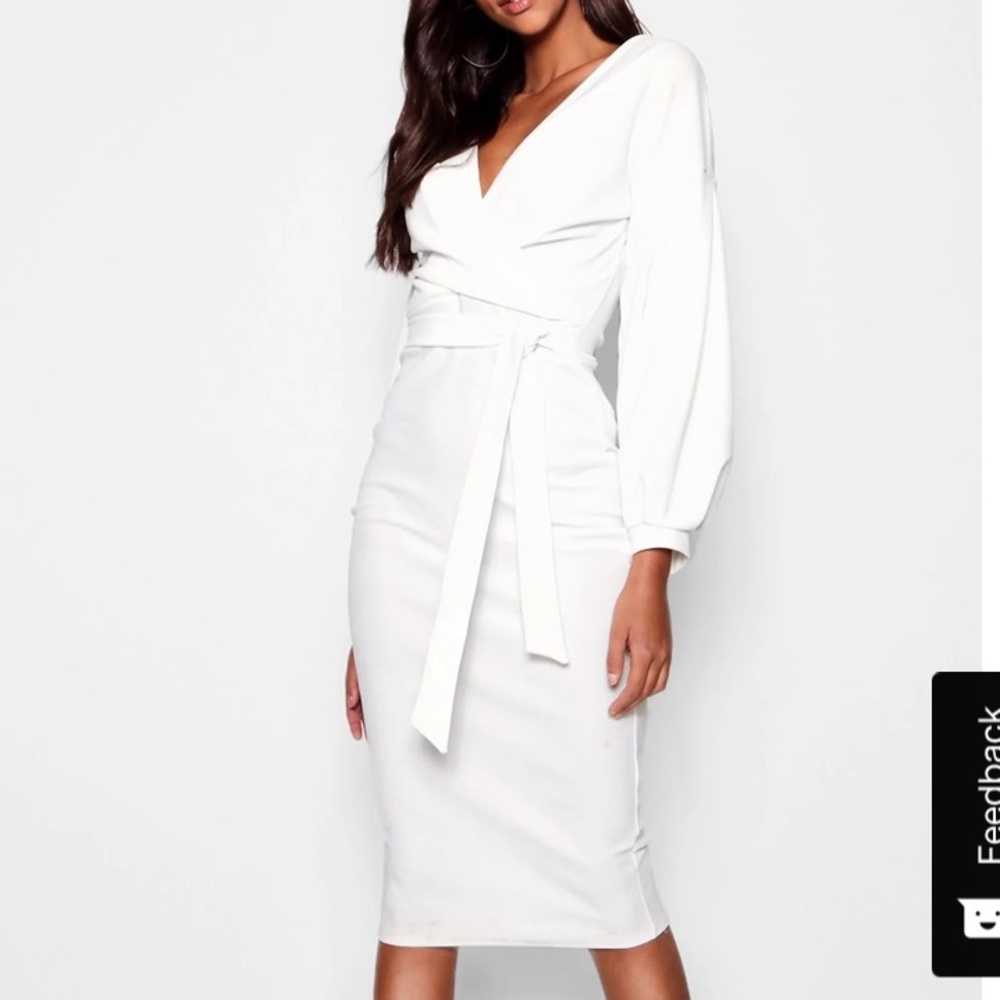 Plus Off The Shoulder Faux Wrap Midi Dress